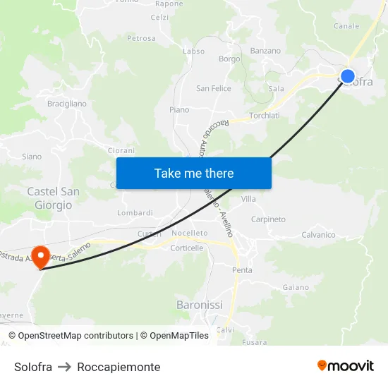 Solofra to Roccapiemonte map