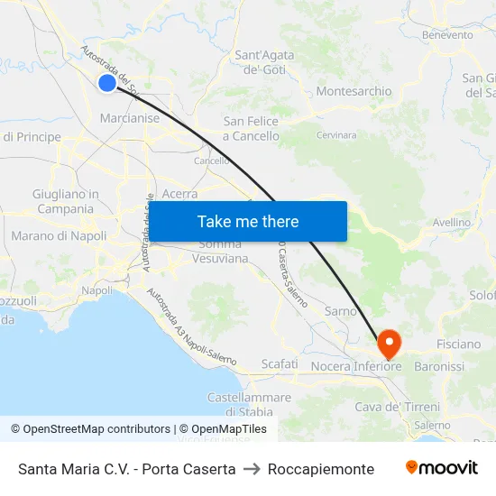 Santa Maria C.V. - Porta Caserta to Roccapiemonte map