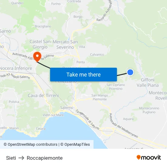 Sieti to Roccapiemonte map