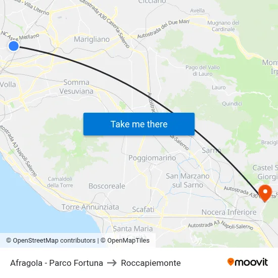 Afragola - Fortuna Park to Roccapiemonte map