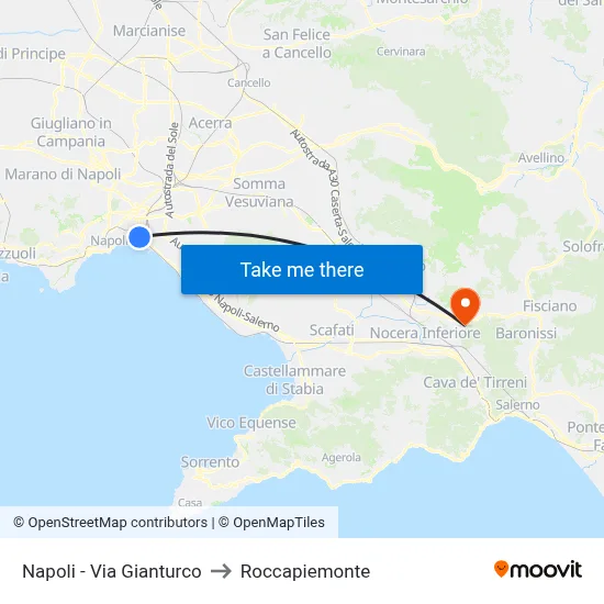 Naples - Gianturco Street to Roccapiemonte map