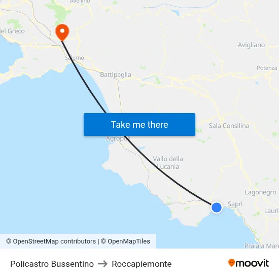 Policastro Bussentino to Roccapiemonte map