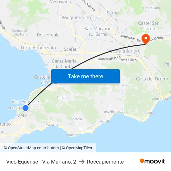 Vico Equense - Via Murrano, 2 to Roccapiemonte map