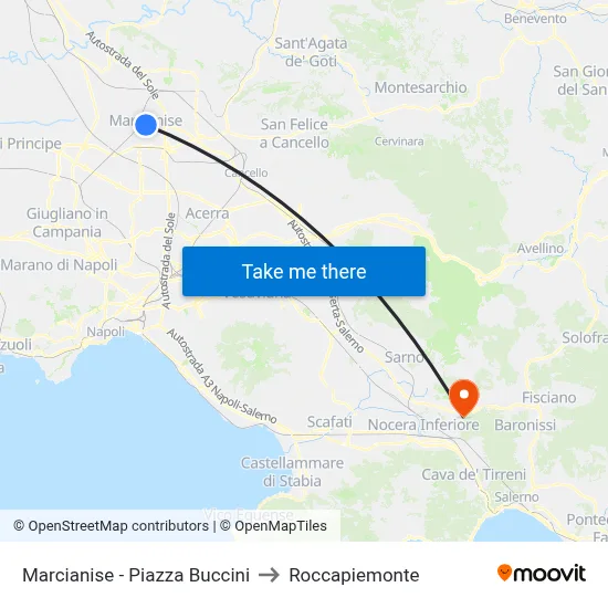 Marcianise - Buccini Square to Roccapiemonte map