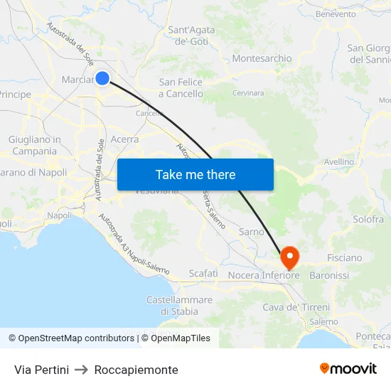 Pertini Street to Roccapiemonte map
