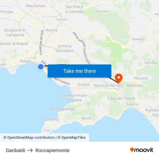 Garibaldi to Roccapiemonte map