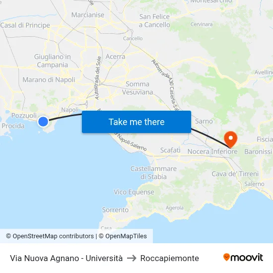 New Agnano Street - University to Roccapiemonte map