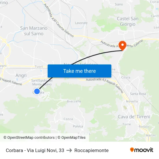 Corbara - Luigi Novi Street, 33 to Roccapiemonte map