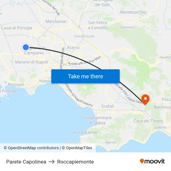 Parete Terminal to Roccapiemonte map