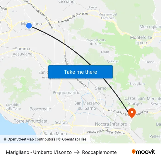 Marigliano - Umberto I/Isonzo to Roccapiemonte map