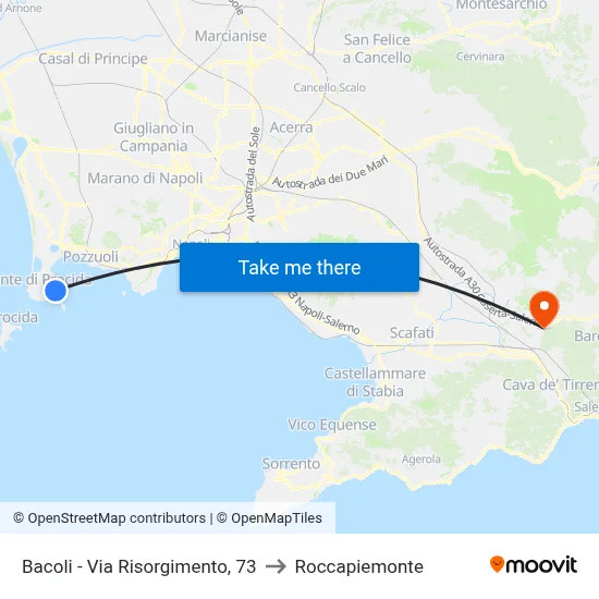 Bacoli - Via Risorgimento, 73 to Roccapiemonte map
