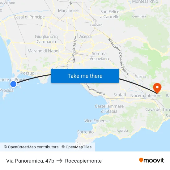 Monte di Procida - City Hall to Roccapiemonte map