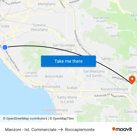 Manzoni - Commercial Institute to Roccapiemonte map
