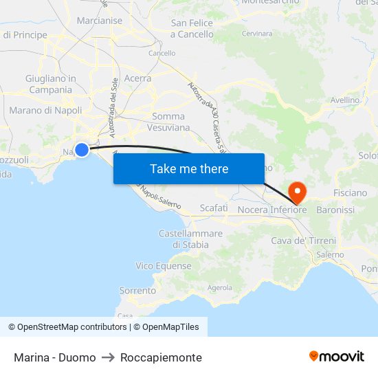 Marina - Duomo to Roccapiemonte map