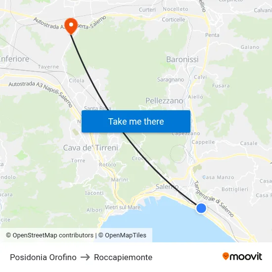 Posidonia Orofino to Roccapiemonte map
