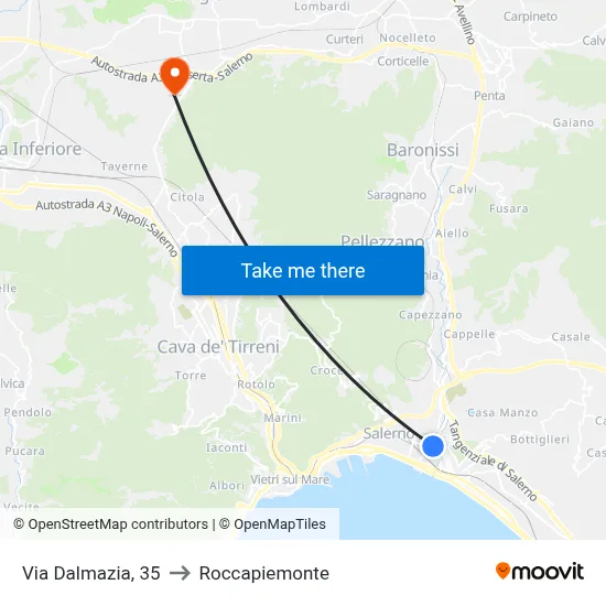 35 Dalmazia Street to Roccapiemonte map