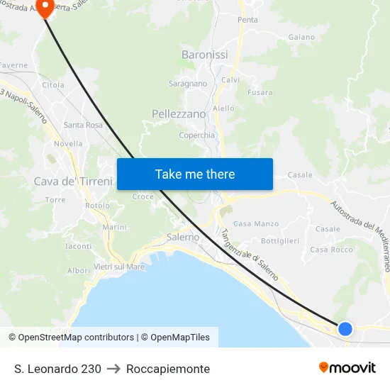 San Leonardo 230 to Roccapiemonte map