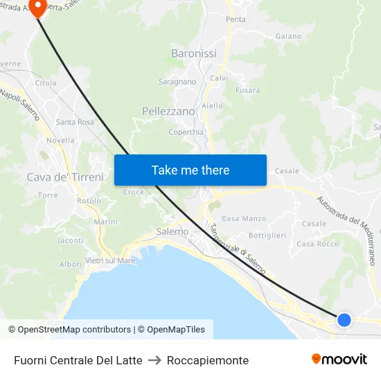 Fuorni Milk Factory to Roccapiemonte map