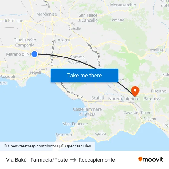 Via Bakù - Farmacia/Poste to Roccapiemonte map