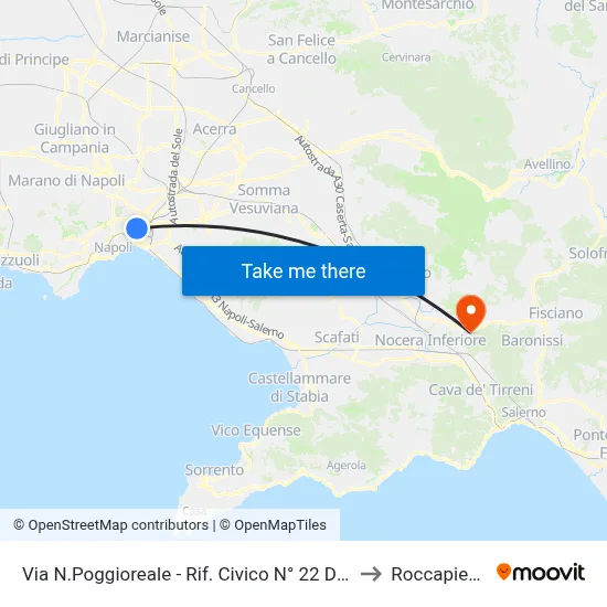 Via N.Poggioreale - Opposite Prison #22 to Roccapiemonte map