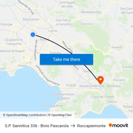 S.P. Sannitica 336 - Pascarola Junction to Roccapiemonte map