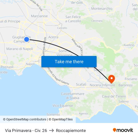 Via Primavera - Civ. 26 to Roccapiemonte map