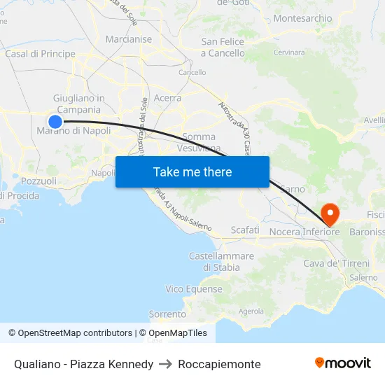 Qualiano - Kennedy Square to Roccapiemonte map