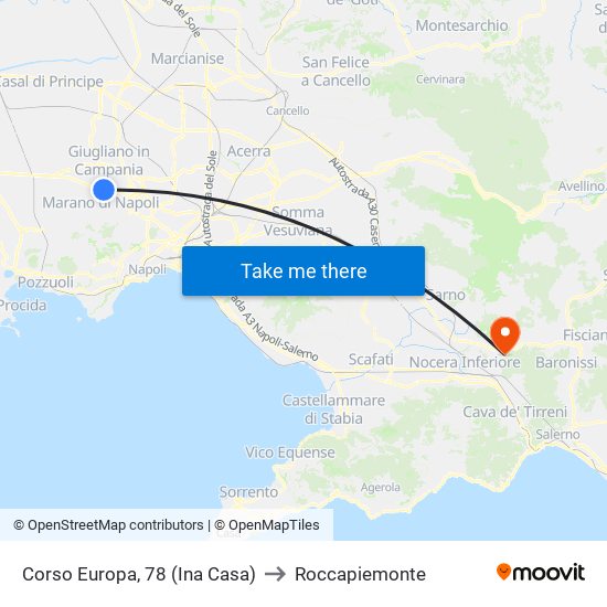 Corso Europa, 78 (Ina Casa) to Roccapiemonte map