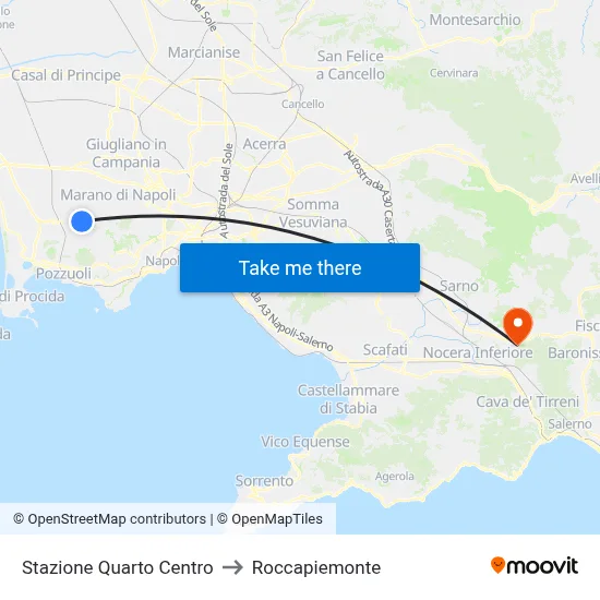 Quarto Centro Station to Roccapiemonte map
