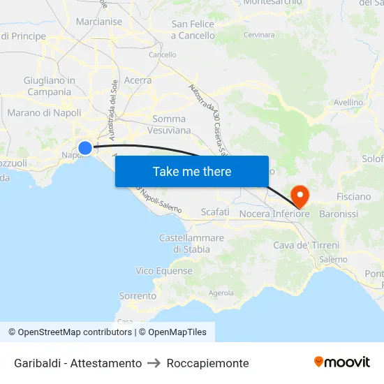 Garibaldi - Terminal to Roccapiemonte map