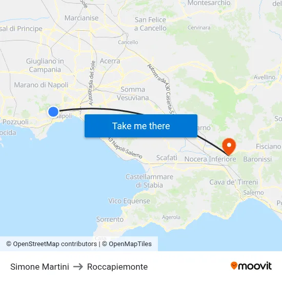 Simone Martini to Roccapiemonte map