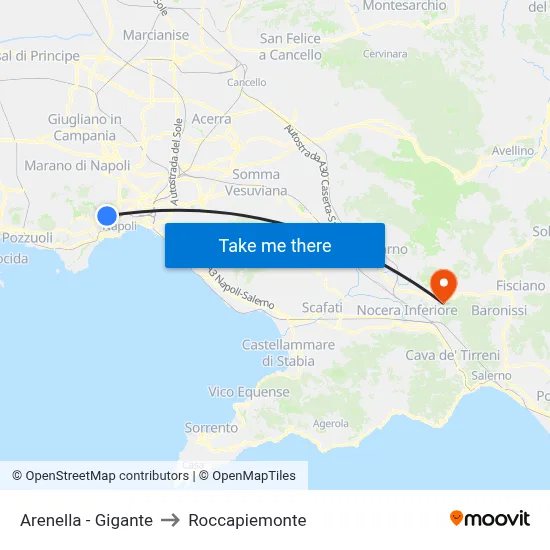 Arenella - Gigante to Roccapiemonte map