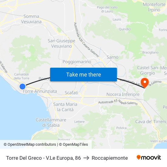Torre Del Greco - V.Le Europa, 86 to Roccapiemonte map