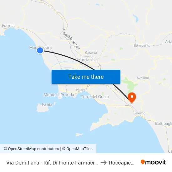 Via Domitiana - Opposite Municipal Pharmacy to Roccapiemonte map