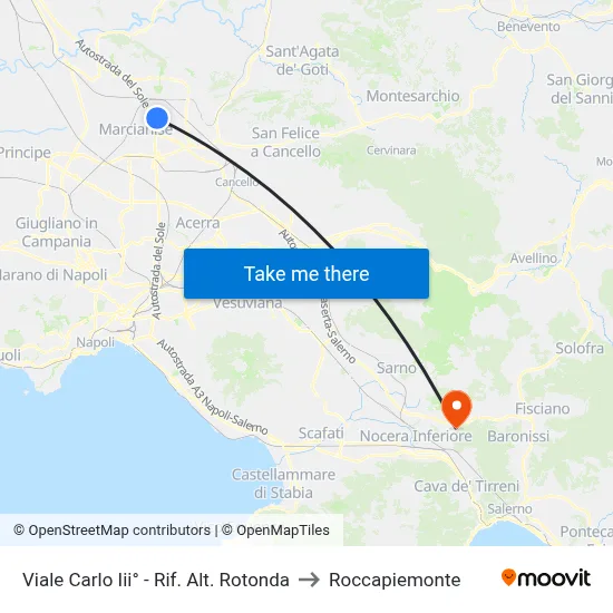 Carlo III Avenue - Roundabout to Roccapiemonte map