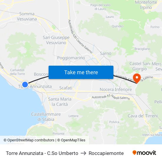 Torre Annunziata - C.So Umberto to Roccapiemonte map