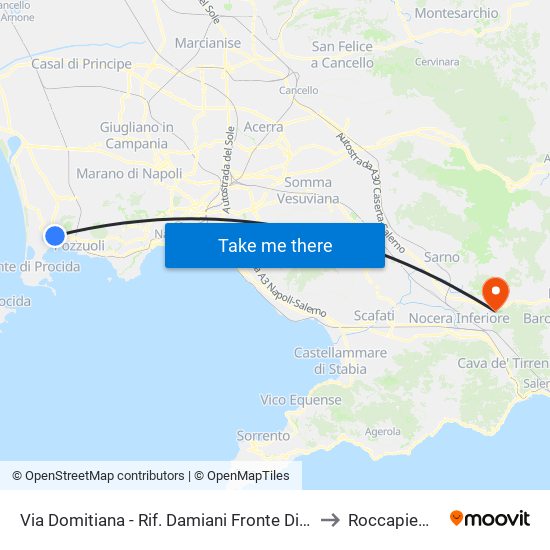 Via Domitiana - Rif. Damiani Fronte Distributore Ip to Roccapiemonte map