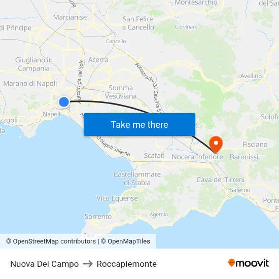Nuova Del Campo to Roccapiemonte map