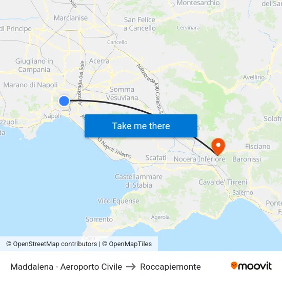Maddalena - Aeroporto Civile to Roccapiemonte map