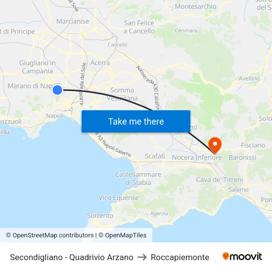 Secondigliano - Quadrivio Arzano to Roccapiemonte map