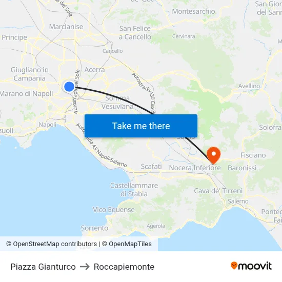 Gianturco Square to Roccapiemonte map