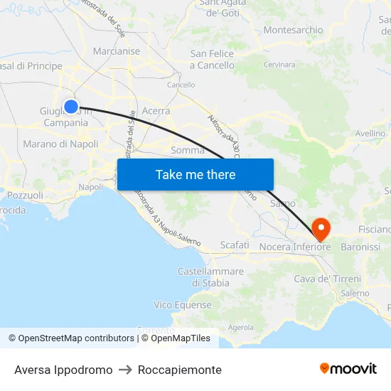 Aversa Hippodrome to Roccapiemonte map