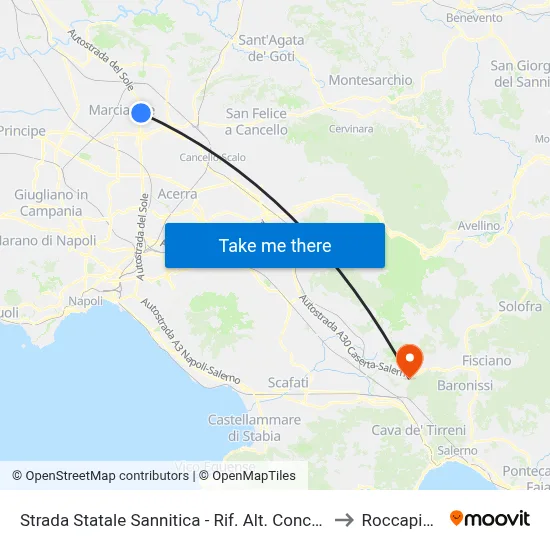 Sannitica State Road - Near Mitsubishi Dealership to Roccapiemonte map
