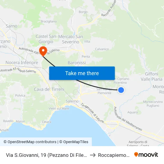 Via San Giovanni, 19 (Pezzano of Filetta) to Roccapiemonte map