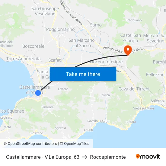 Castellammare - Europa Avenue, 63 to Roccapiemonte map