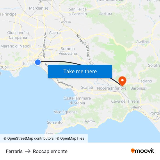 Ferraris to Roccapiemonte map