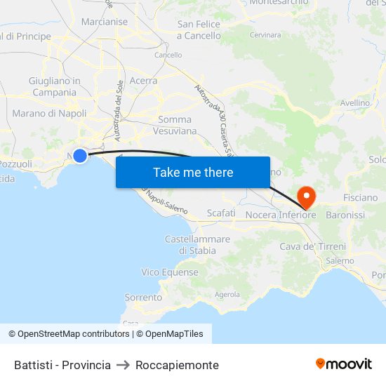 Battisti - Provincia to Roccapiemonte map