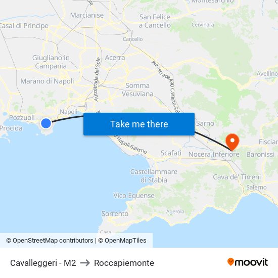 Cavalleggeri - M2 to Roccapiemonte map