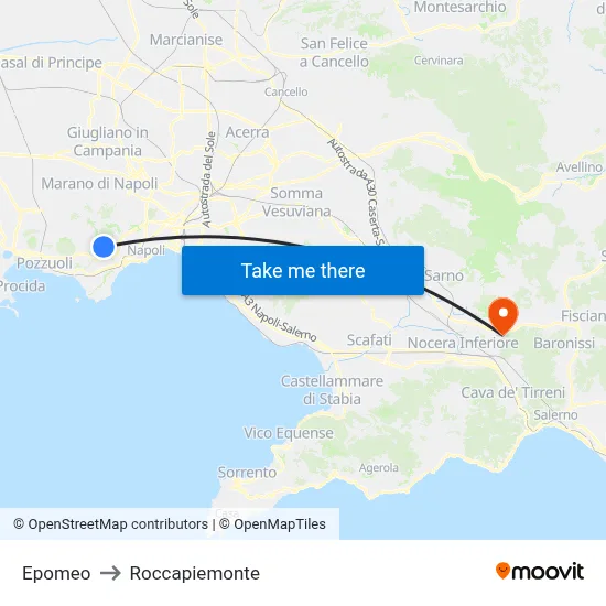 Epomeo to Roccapiemonte map