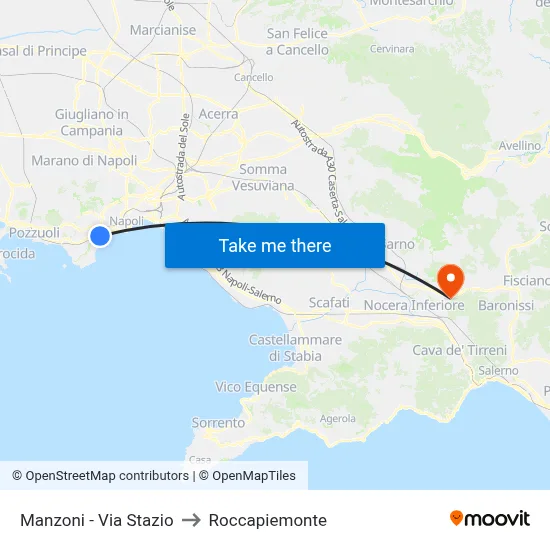 Manzoni - Stazio Street to Roccapiemonte map